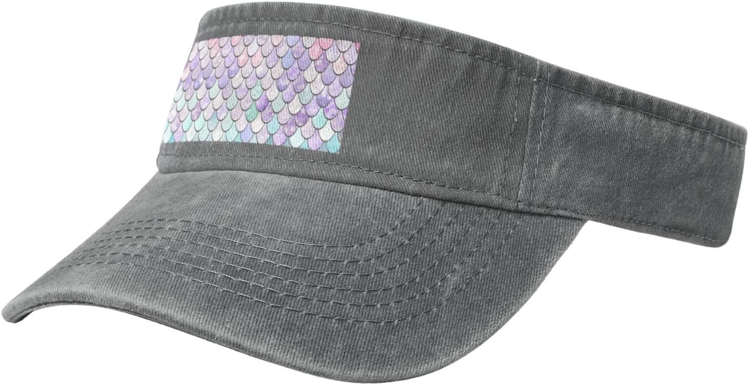 Mermaid Pastel Pink Purple Aqua Tea Print Sport Sun Visor Hats Ball Caps Empty Top Baseball Adjustable Sun Cap for Men Women