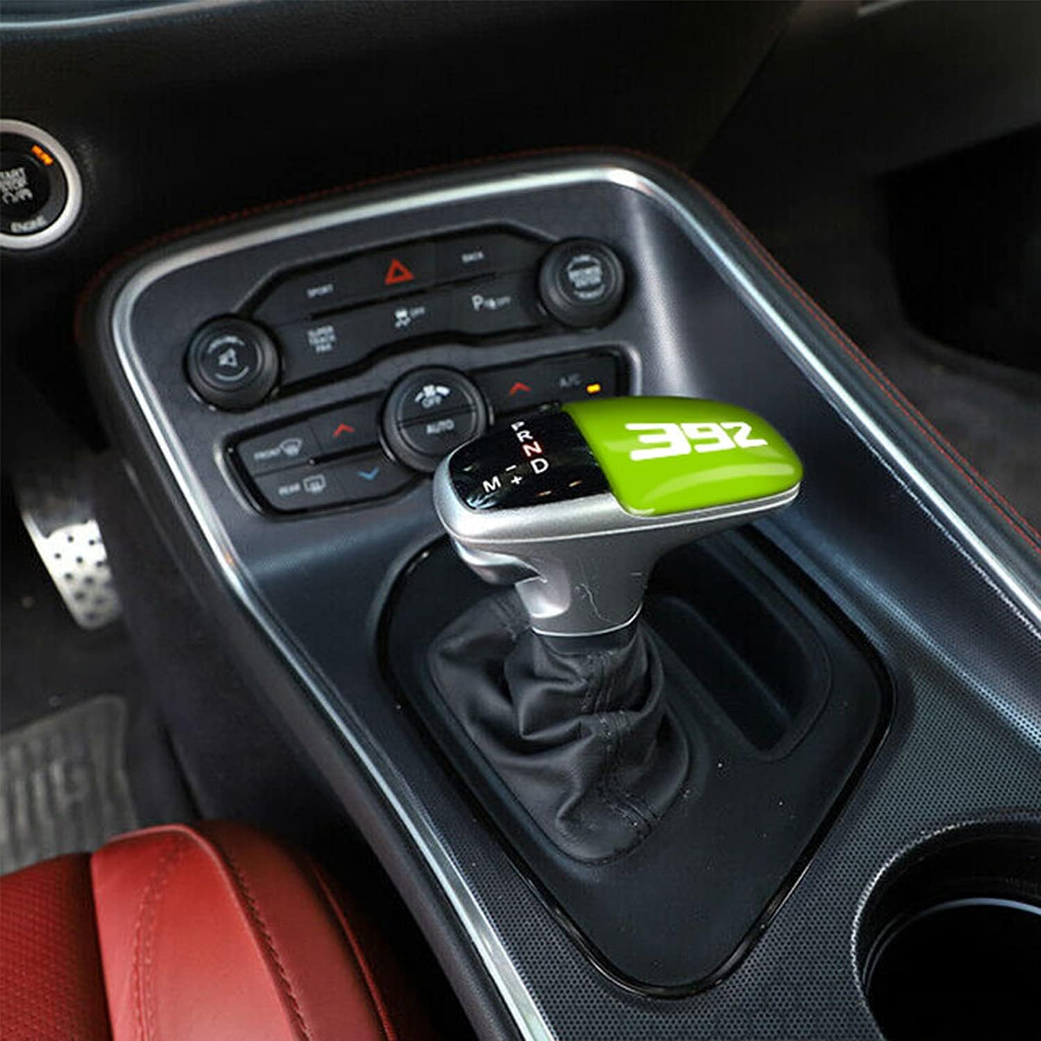 TOOLEPIC Gear Shifter Knob Cover for Dodge Challenger Charger Durango Accessory 2015-2025 – Premium ABS Plastic, Unique 392 Style Design, Sublime Green, Ideal for Interior Upgrade