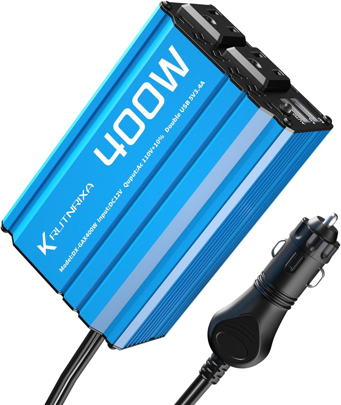 RUTNRIXA Power Inverters 400W 12V DC to 110V AC Converter for Vehicles 2 USB Ports