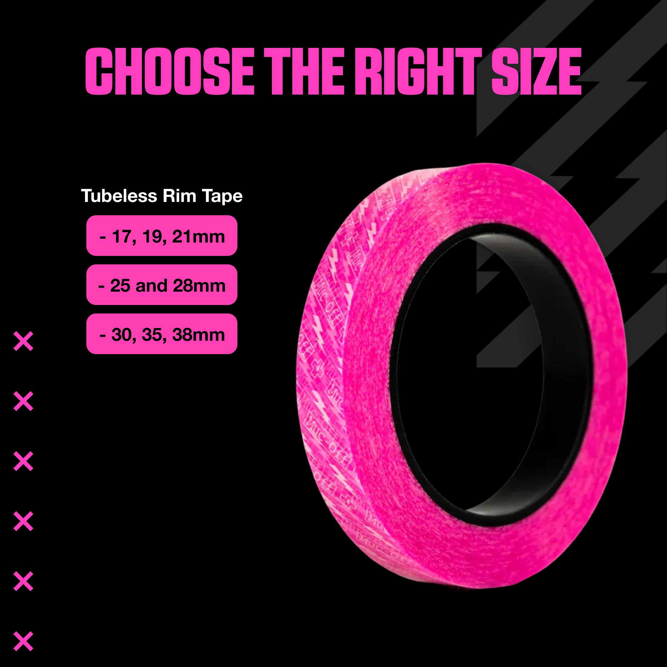 Muc Off Tubeless Rim Tape - Pressure-Sensitive Semi-Transparent Rim Tape for Tubeless Bike Tyre Setups - Extreme Strength and Durability - 10m Roll with 4 Seal Patches - 21mm