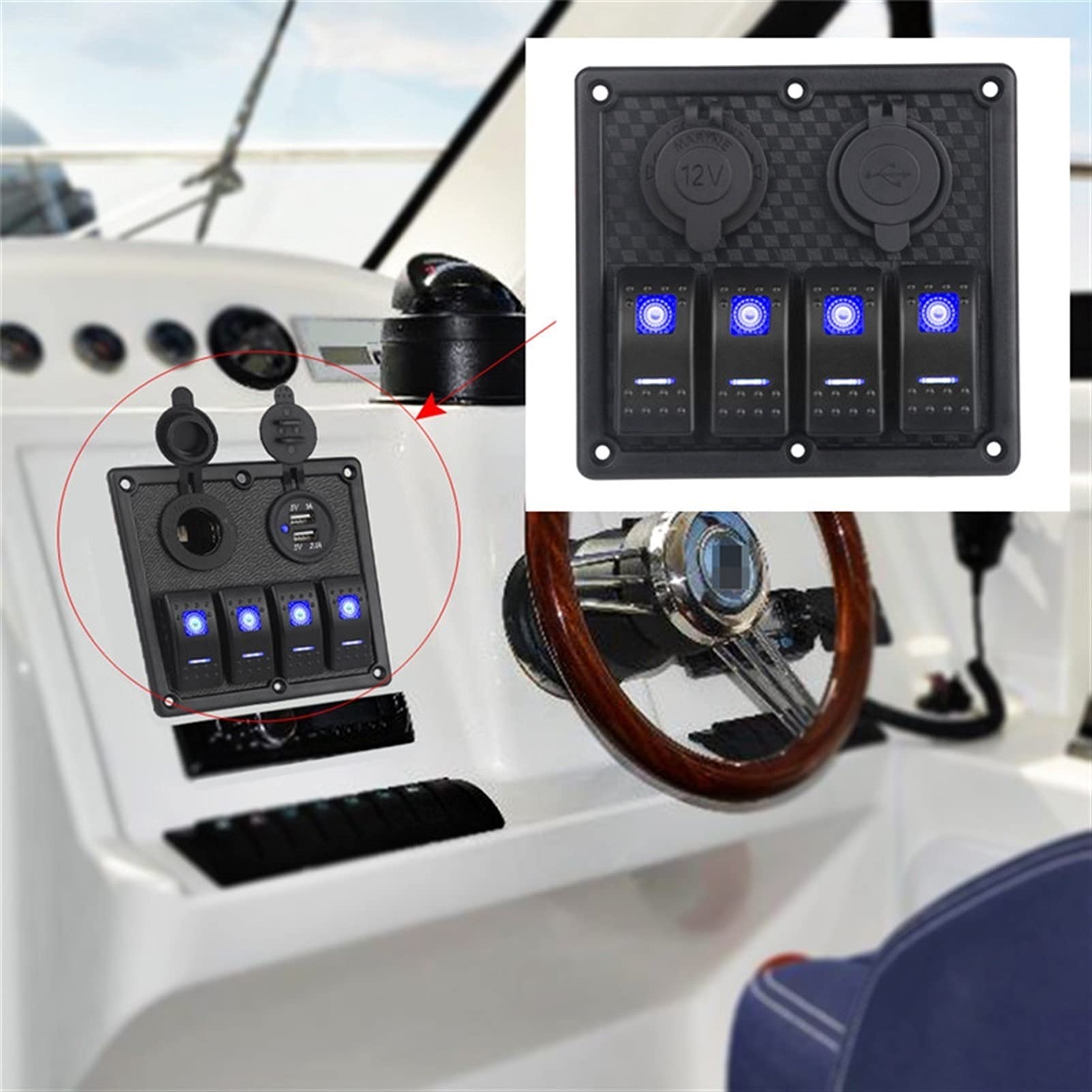 Herorider Boat Rocker Switch Panel Podwójna ładowarka USB