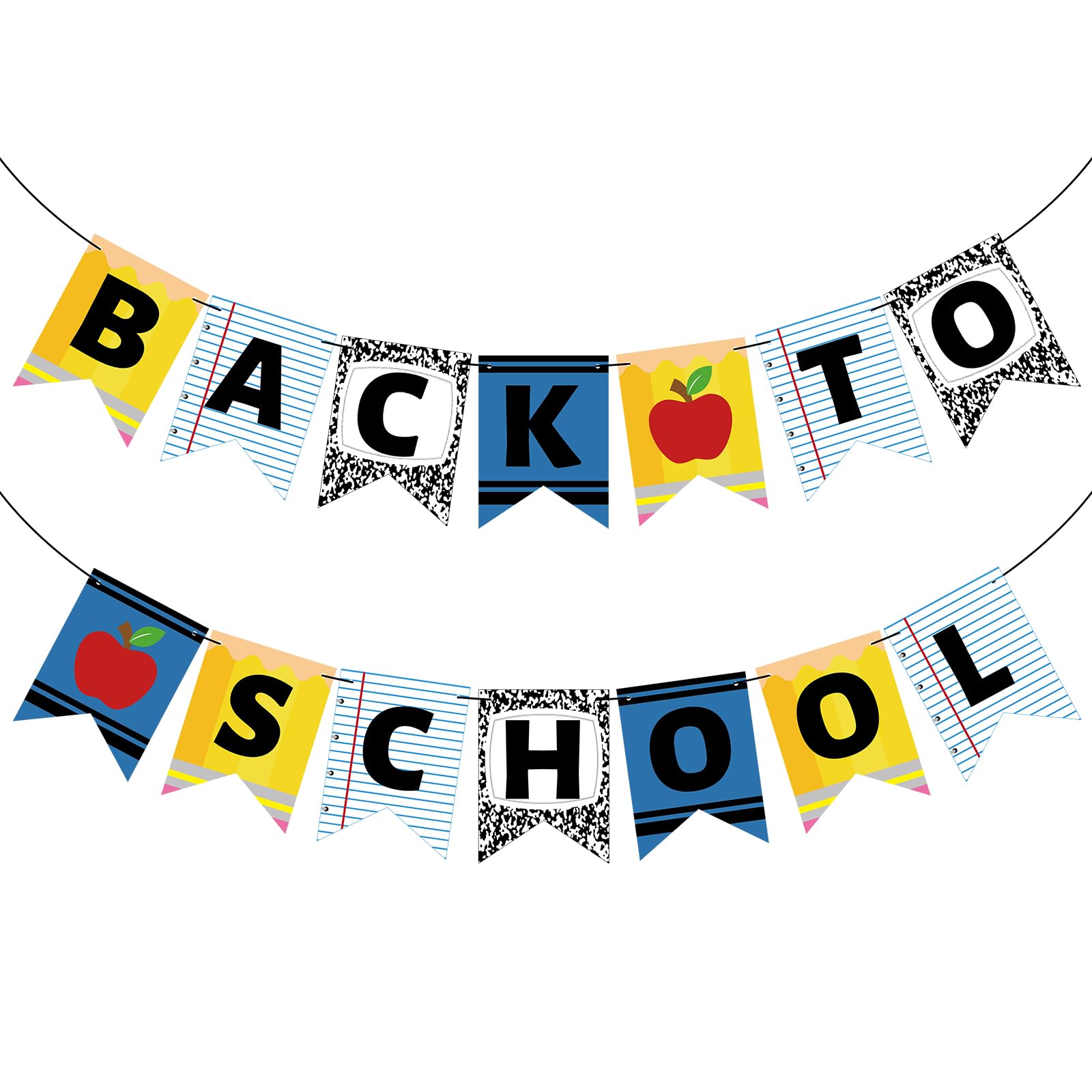 AmazingSpark 2 Pcs Back to School Banner Decorations First Day of School Decor 2 Pack 10 Feet Strings Welcome Banner Bulletin Board Decorations
