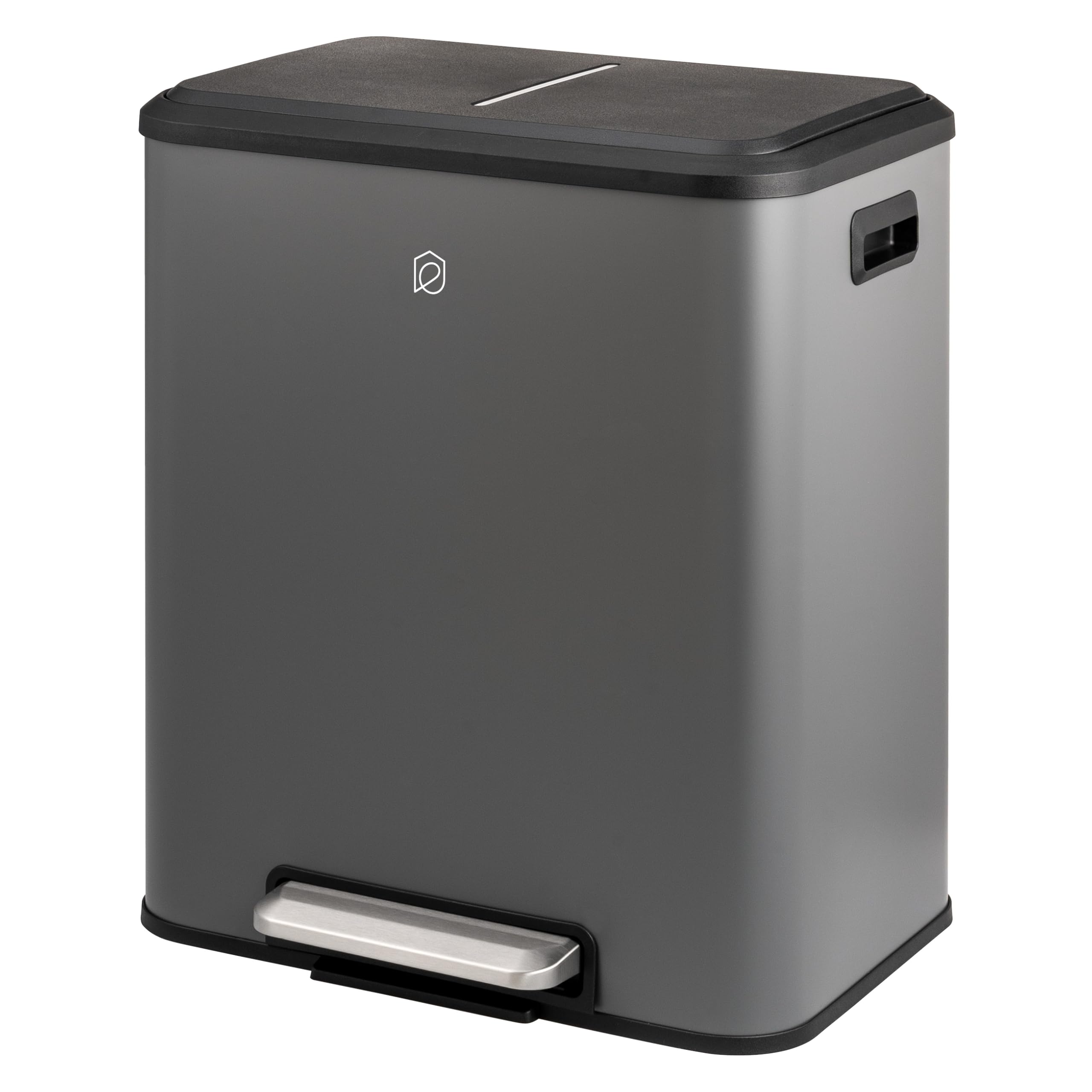 Poubelle De Cuisine 2 Compartiments 2x15L - Inox, Couvercle Soft-close, Pédale, Seau Amovible