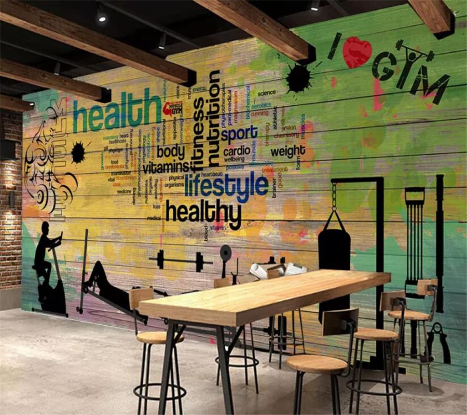 BOVZOX Tapety murale do sypialni fitness i graffiti szer. 400 x wys. 280 cm mural tapeta 3D włóknina TV i sofa tło