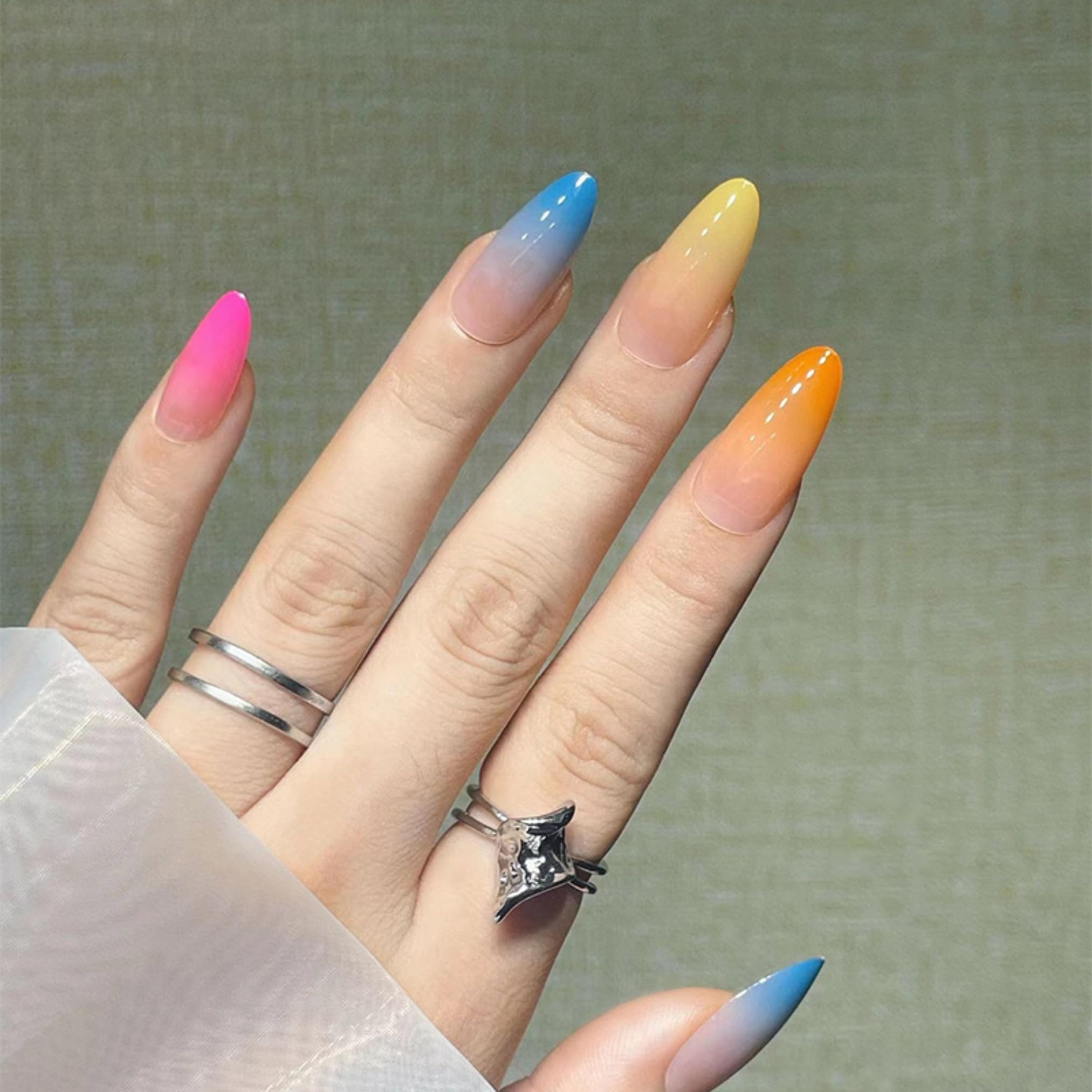 Premium Ombre 24pcs Stick-on Nails set, with Easy Glue Tab application, Nails are Reusable & Unbreakable (Y-141)-picture-20