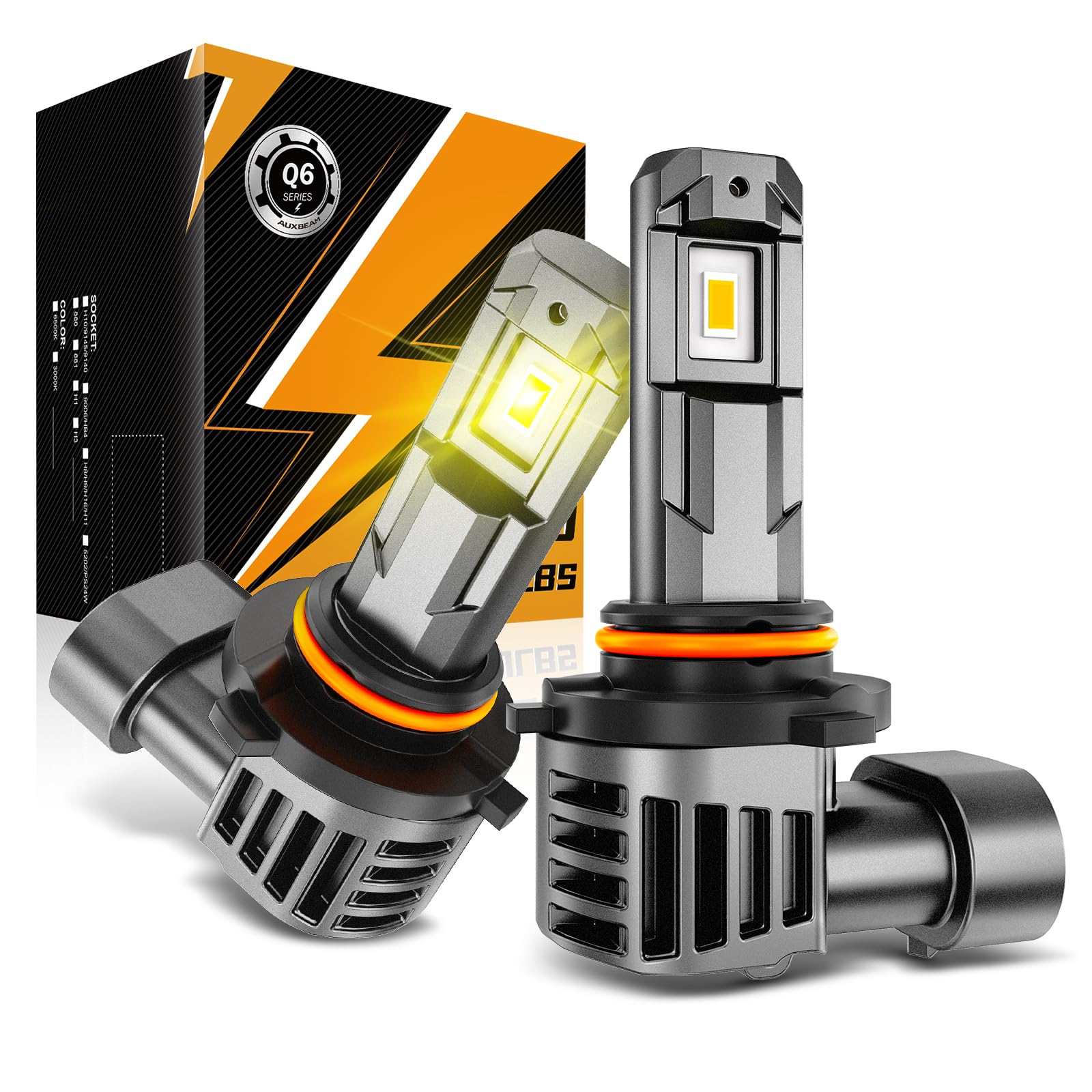 Auxbeam Q6 Series H10 9140 9145 Fog Lights Yellow Offroad Lights 12000LM