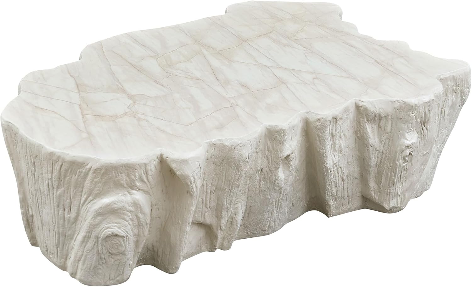 WILLIAMSPACE 48.62" Irregular Coffee Table with Tree Root Design for Living Room, Modern Luxury Fiberglass Center Table with Unique Shape, Accent End Tea Tables for Apartment, No Need Assembly (Beige)