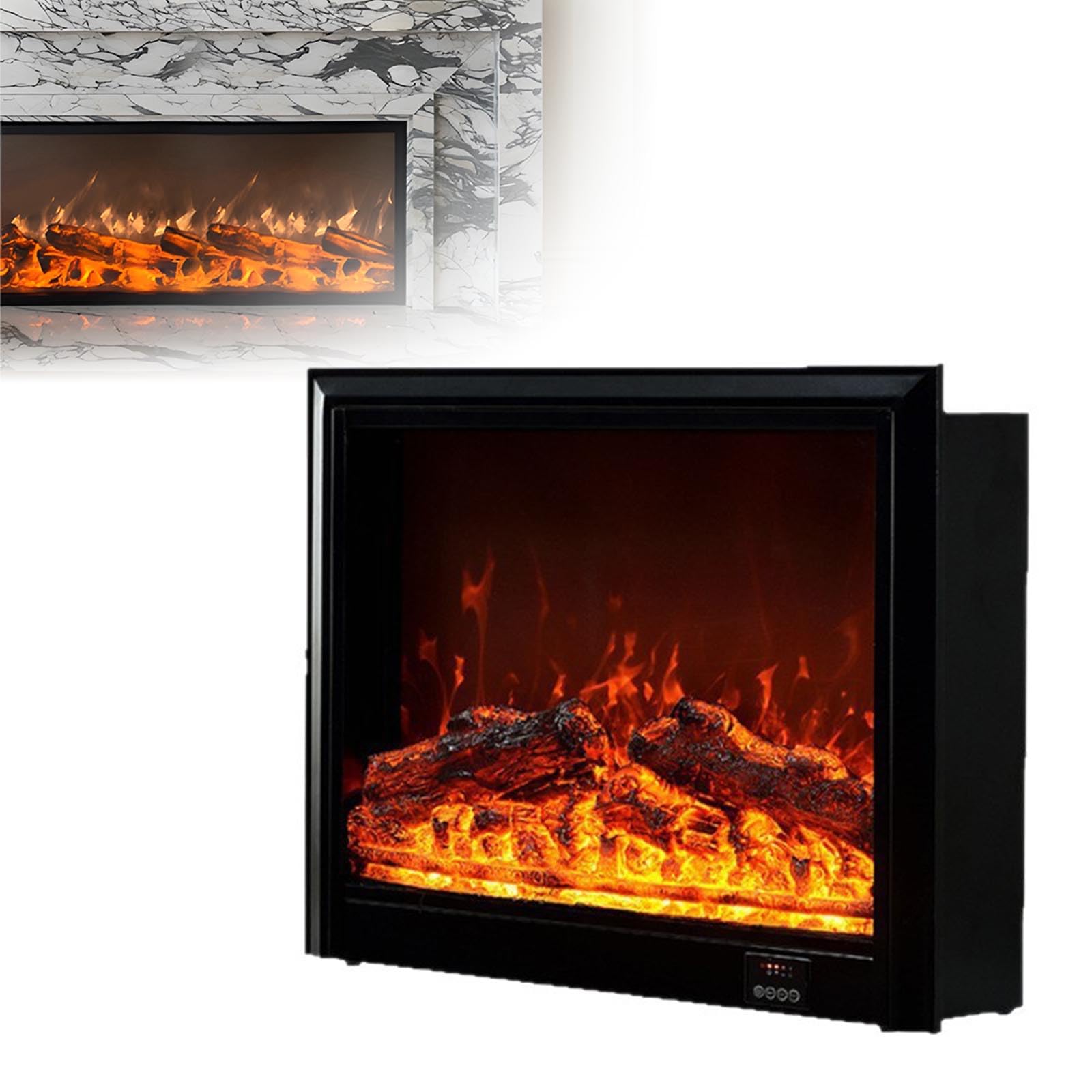 Insert De Cheminée Électrique Intelligent, 70/80 Cm pour Meuble TV, Bûche Et Effet 3D Réalistes, Chauffage À 2 Niveaux, Télécommande, Verre Trempé,70 * 18 * 60cm