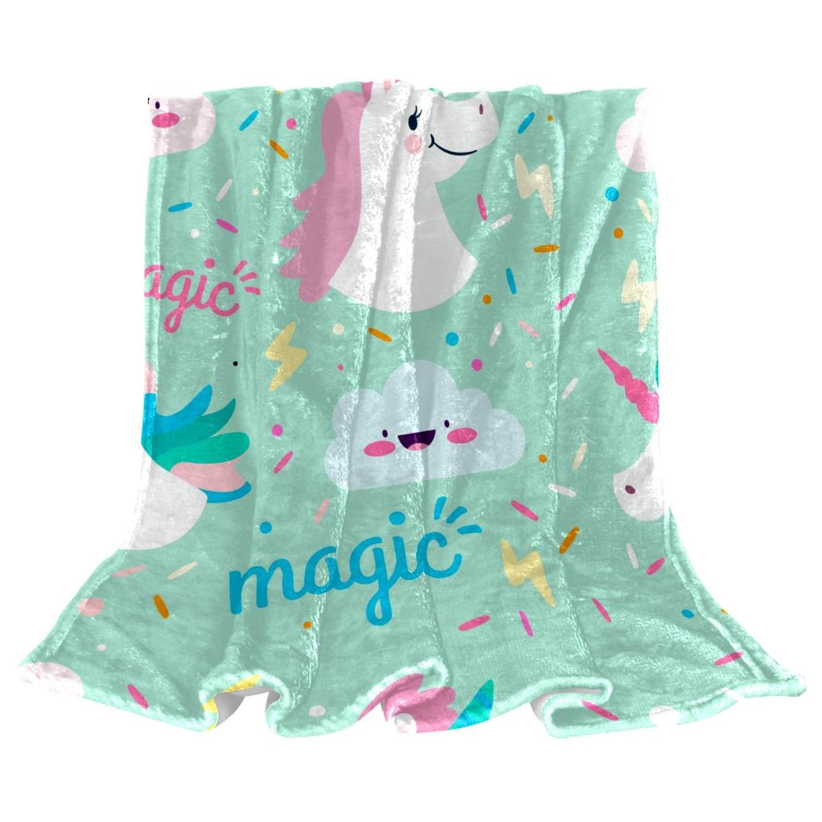 Couverture Polaire de Literie Nuage Dessin Animé et Licorne Durable