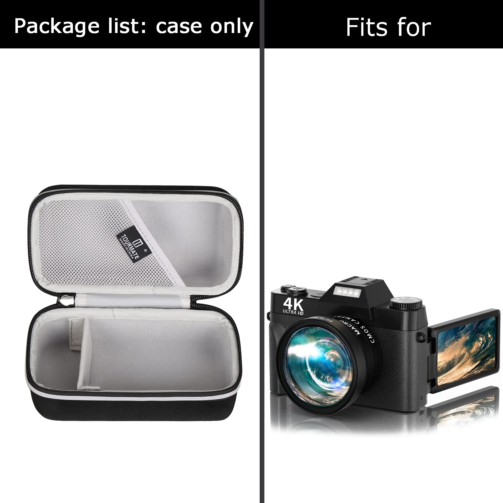 Tourmate Funda rígida para cámara de vlogging digital Acoletty 4K, carcasa protectora de almacenamiento de vlogging de viaje