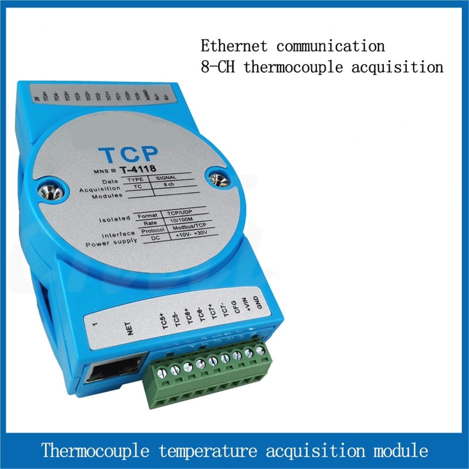 8-kanałowy moduł akwizycji temperatury z termoparą typu K przez Ethernet RJ45 Urządzenie do pomiaru temperatury z protokołem Modbus-Tcp