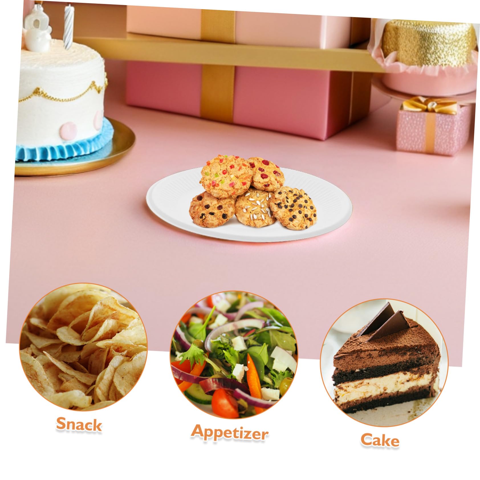 OUNONA 200 Pezzi Piatti Torta Usa e Getta Spessi in Resistenti per Dolci Antipasti e Snack per Feste Compleanno e