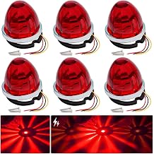 TMH 6 Pcs Watermelon Red LED Strobe & Steady Marker Lights Side Marker Clearance, Dual Function, Tail Top Cap Roof Lights for Trailer Truck Pick up Bus Van RV