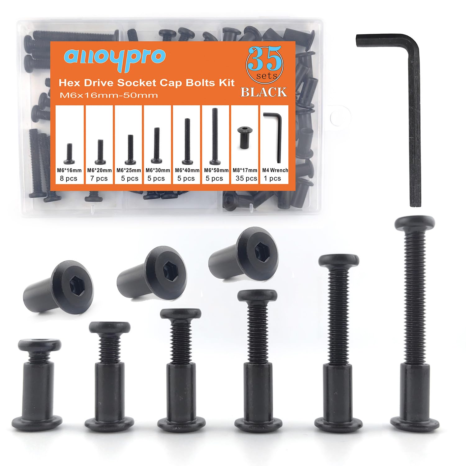 Black M6 Hex Drive Socket Cap Bolts Screws Kit,30-Sets Binding Post Screws Socket Cover Connecting Bolt Fixing Post Screw for Furniture Chair Crib