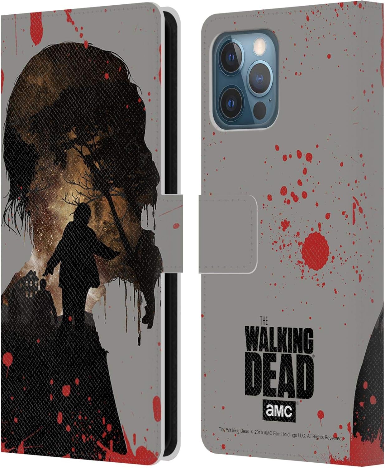 Head Case Designs Officially Licensed AMC The Walking Dead Walker Silhouettes Leather Wallet Case Compatible with Apple iPhone 12 Pro Max
