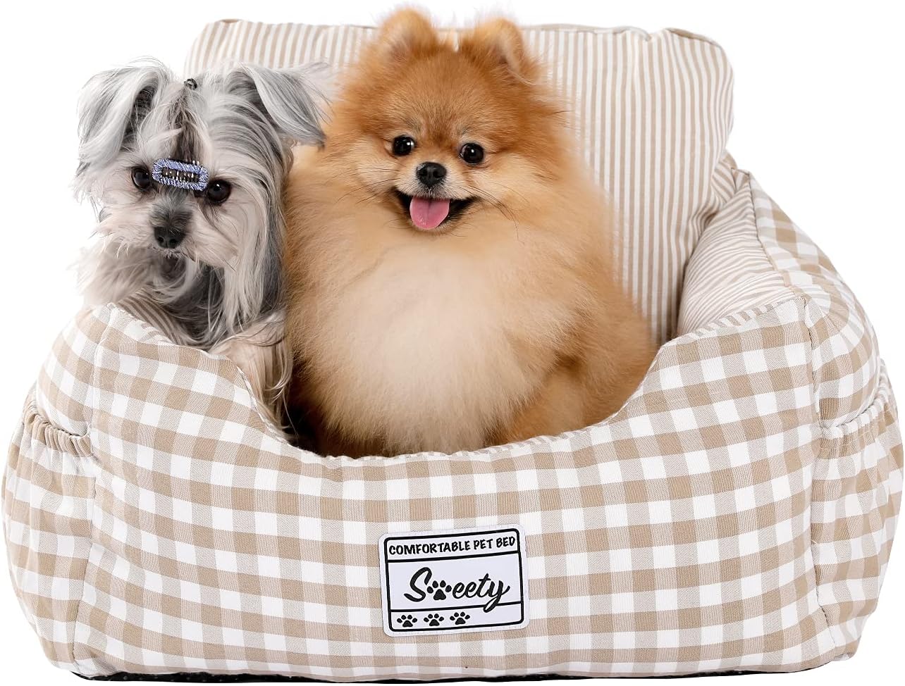 Hundebett Mittelgroß 70x20cm - Braunes Kuschelbett Mit Nackenstütze