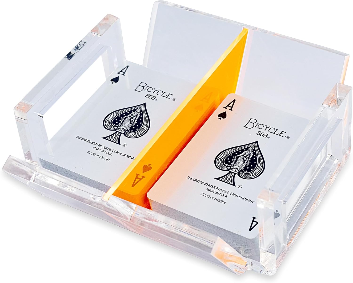 Canaston Canasta Set, Double Sided Open Canasta Tray with Revolving Spinner Base (Neon Orange)