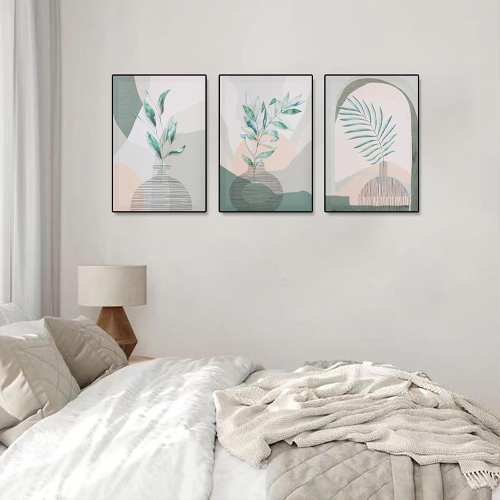 prinfantasy Wall Art Room Decor Flower Set of 3 Green Flowers Pictures Aesthetic Room Decor Flower Modern Paintings Gifts Art for Friends (12 x 16) - Image 3