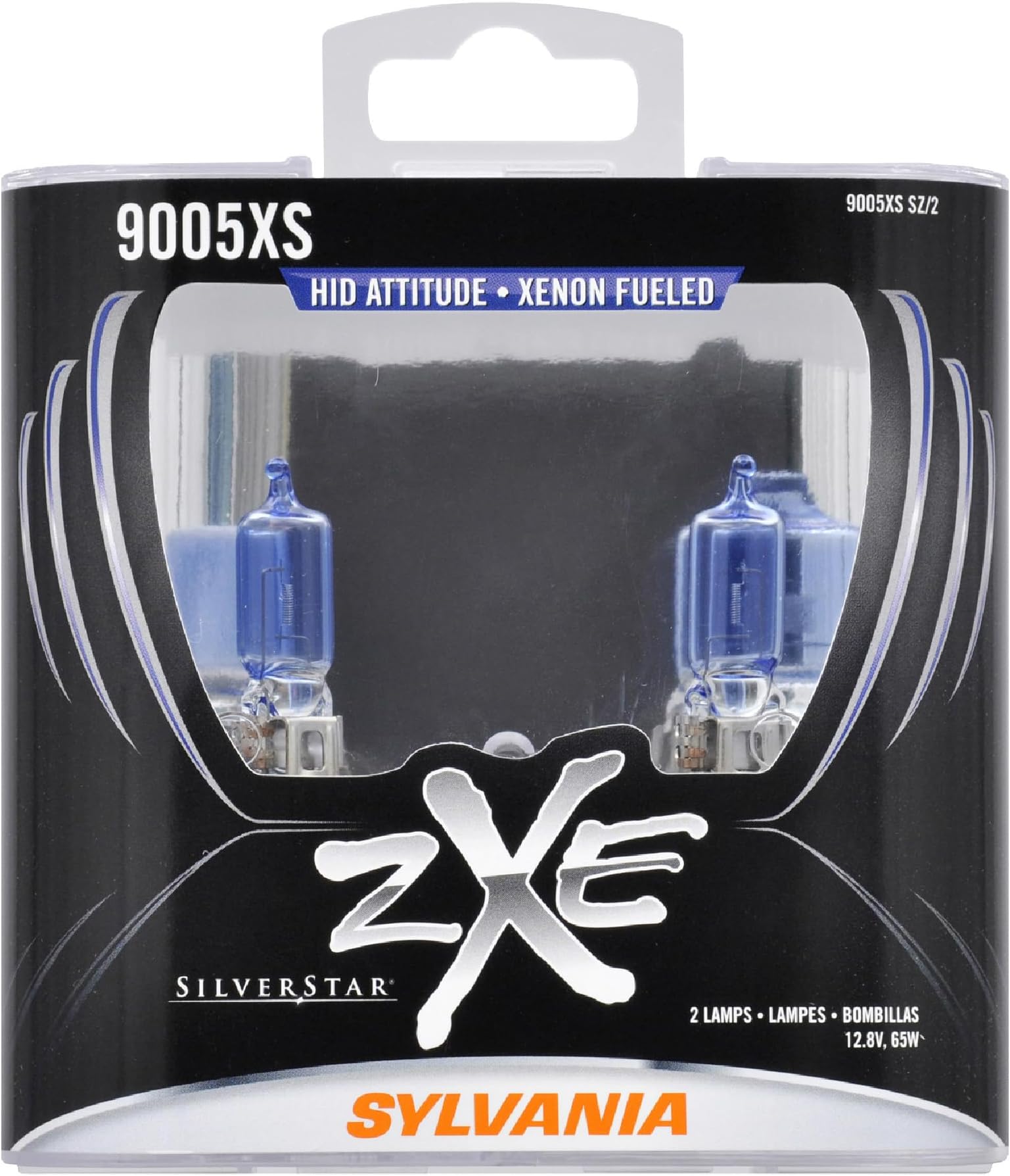 9005XS (HB3A) SilverStar zXe High Performance Halogen Headlight Bulb - Bright White Light Output, HID Attitude, Xenon Fueled Technology (Contains 2 Bulbs)