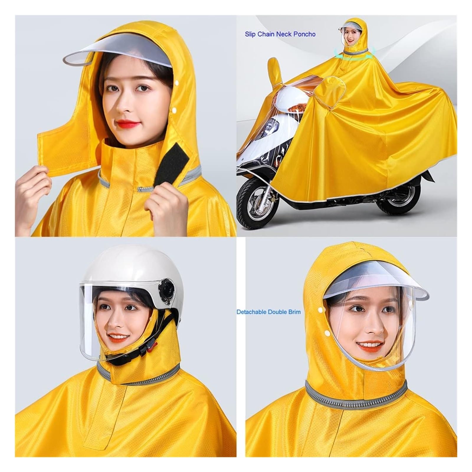 Poncho de lluvia para scooter de movilidad, Capa de lluvia unisex a prueba de viento con cubierta de espejo retrovisor, for motocicleta E-bike (color: rojo, tamaño: M)
