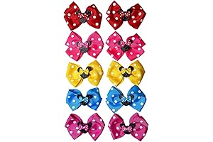 10pc 4 inch Mouse Hair Bows Polka Dot Bow Clips