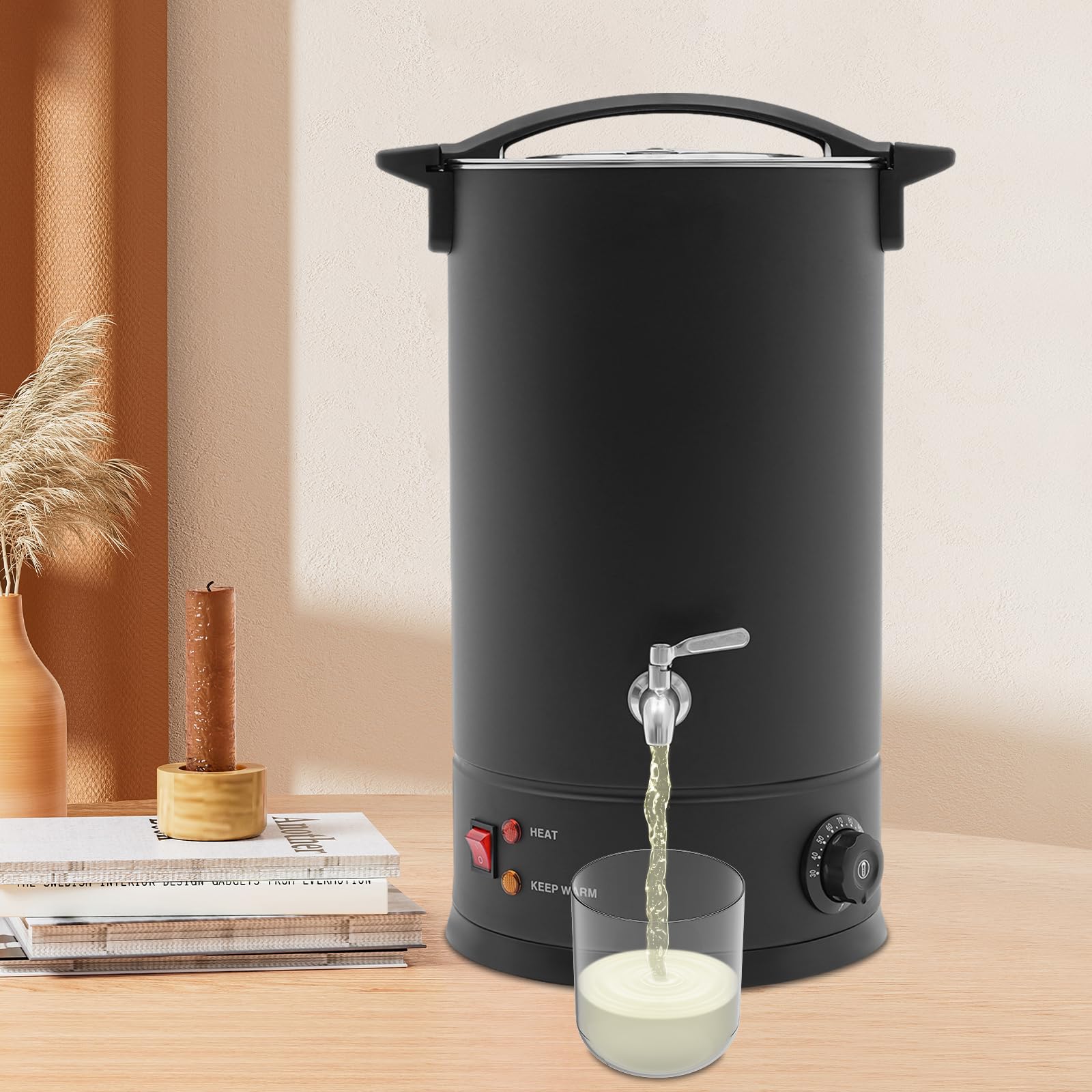 Elektryczne urządzenie do topienia wosku, 15 l, piec do topienia wosku, duża pojemność, świeca zapachowa, prezent, zestaw do produkcji świec, do produkcji świec 1800 W (czarny)