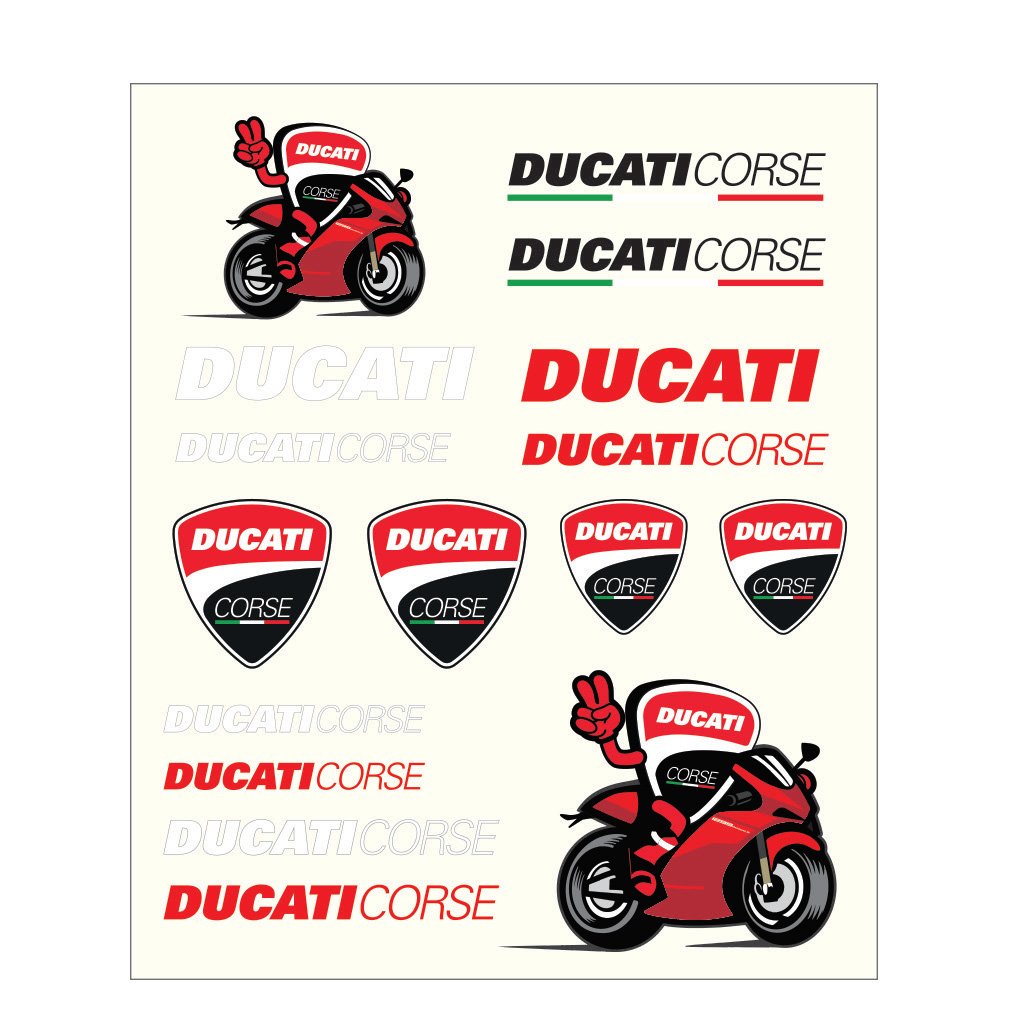 1856011 Sticker Set Stickers Ducati Corse, Medium