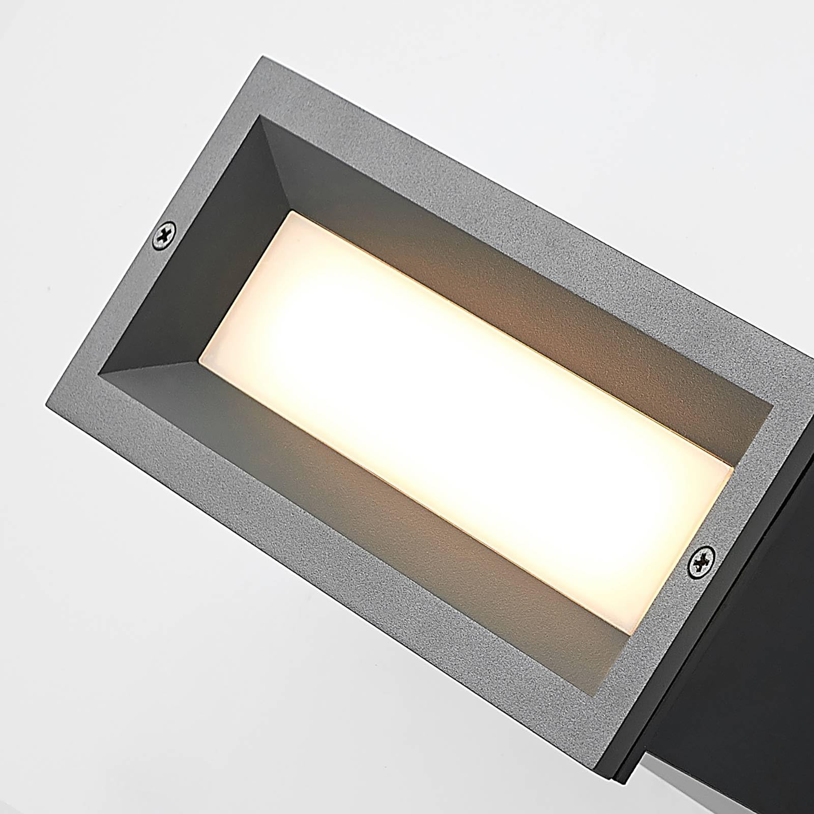 Lucande LED Lámpara de pared exterior Lachlain (Moderno) en Gris hecho Aluminio (1 llama, lámpara empotrable para exteriores, aplique exterior/fachada vivienda