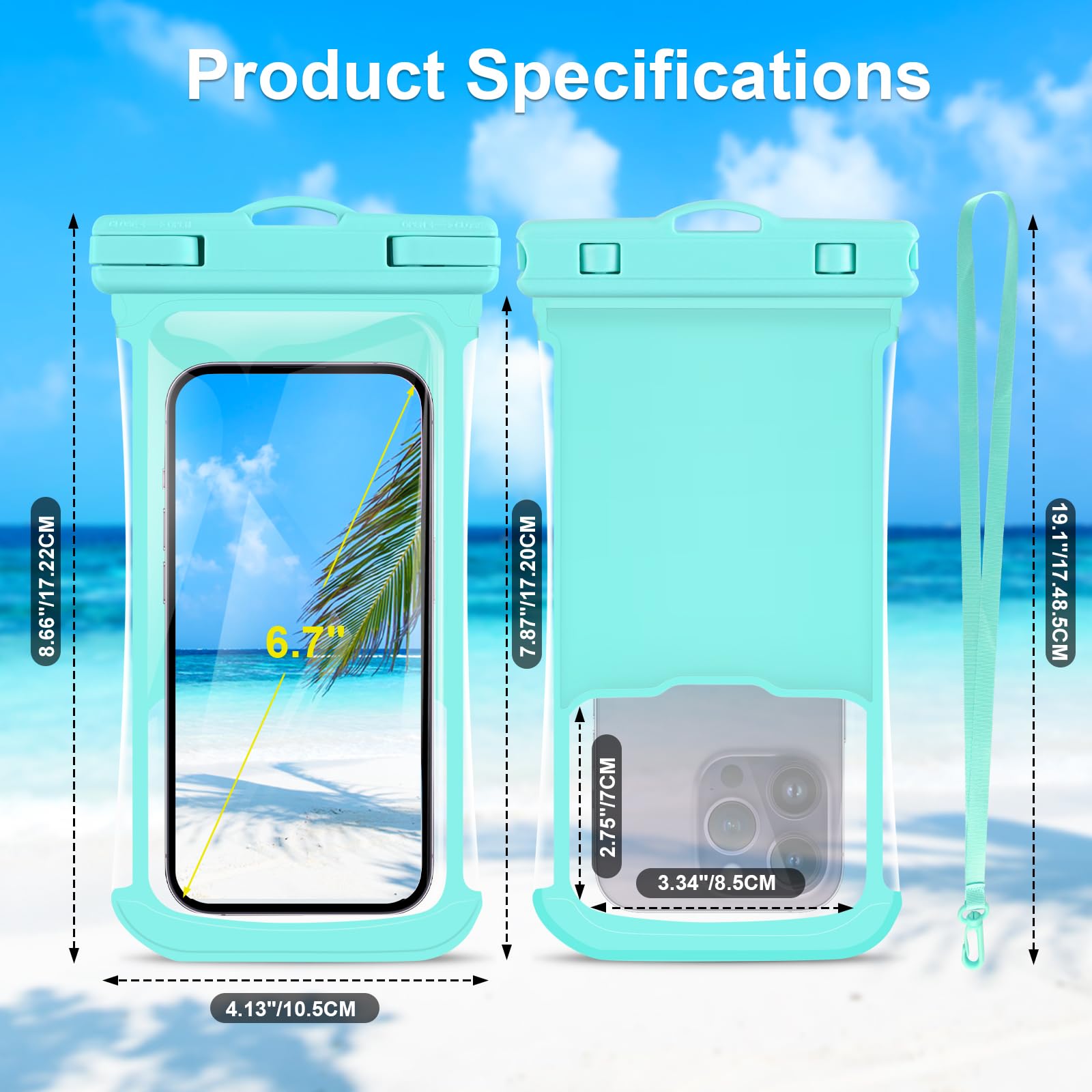 Custodia Impermeabile Borsa Impermeabile [2 Pezzi] IPX8 Custodia Impermeabile Smartphone Universale Borsa Protezione Cover Subacquea per iPhone 15 14 13 12 11 Pro Max Plus Galaxy S24 S23 Fino a 7.2"