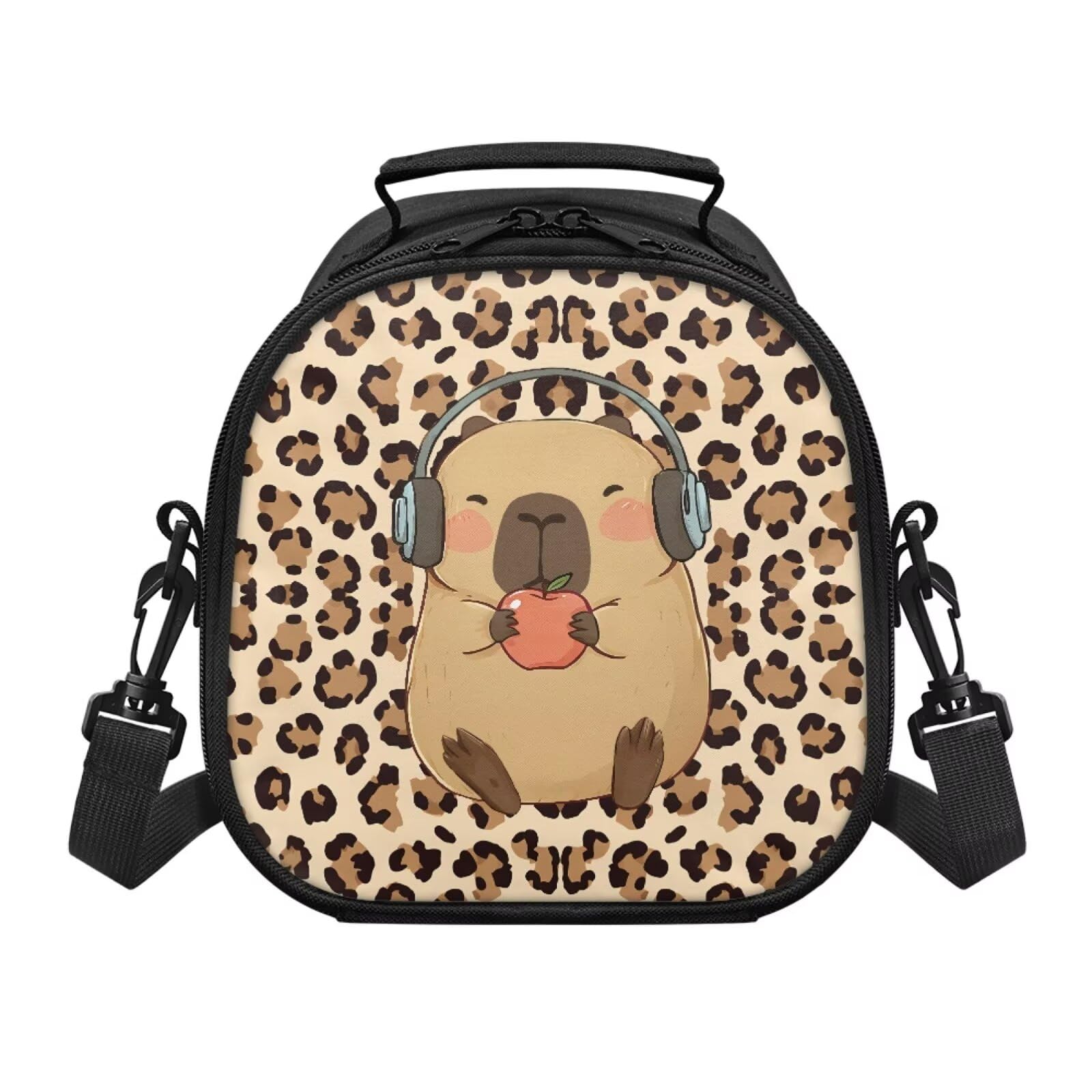 QUJUFOZY Cute Capybara Lunch Bag for Boys Girls 5-8, Leopard Capybara Insulated Lunchboxg for Teens Girls, Reusable Portable Lunch Box Meal Bento Handbag Organzier for Outdoor Travel Camping — image 1