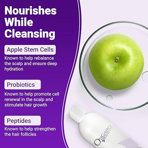 Miniatura 5 de Ongaro Beauty Champú hidratante con aloe vera orgánico, extractos probióticos, péptidos y células madre de manzana, promueve el crecimiento