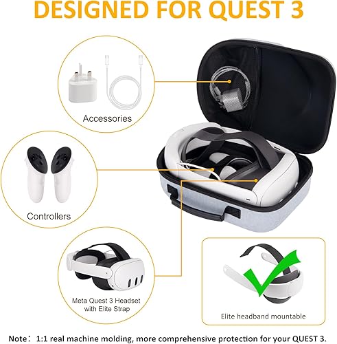 Miniatura 3 de wonlince Hard Carrying Case for Meta Quest 3Compatible Meta Quest 3 accessory with ELITE headband, touch controller and other accessoriesStylish