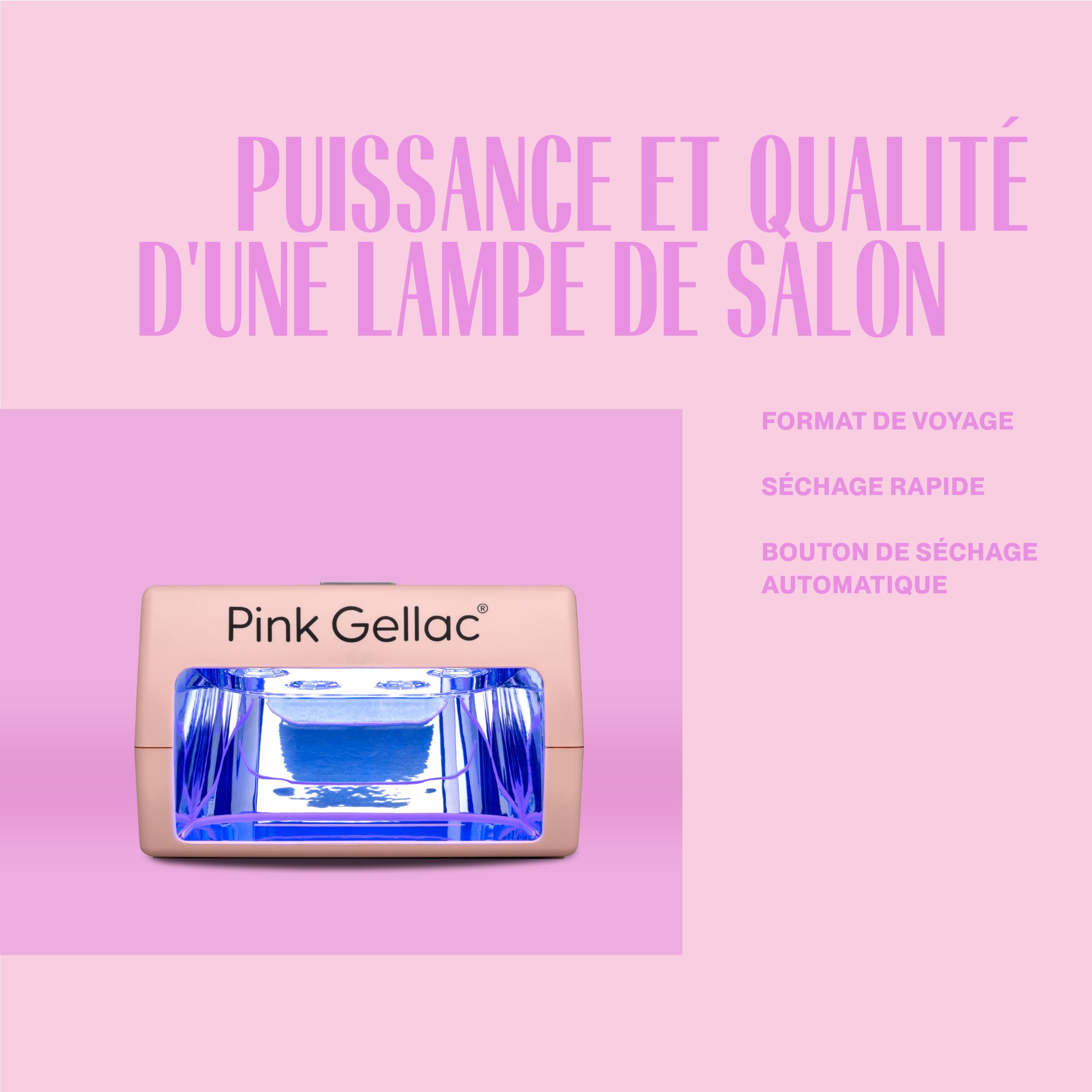 Pink Gellac Kit Vernis Semi Permanent - Manucure Kit Semi Permanent Complet avec Lampe UV LED Compacte Rose, 1 Couleur Rose 15 ml, Top et Base Coat Gel UV, Dissolvant et Nettoyant de Qualité Salon