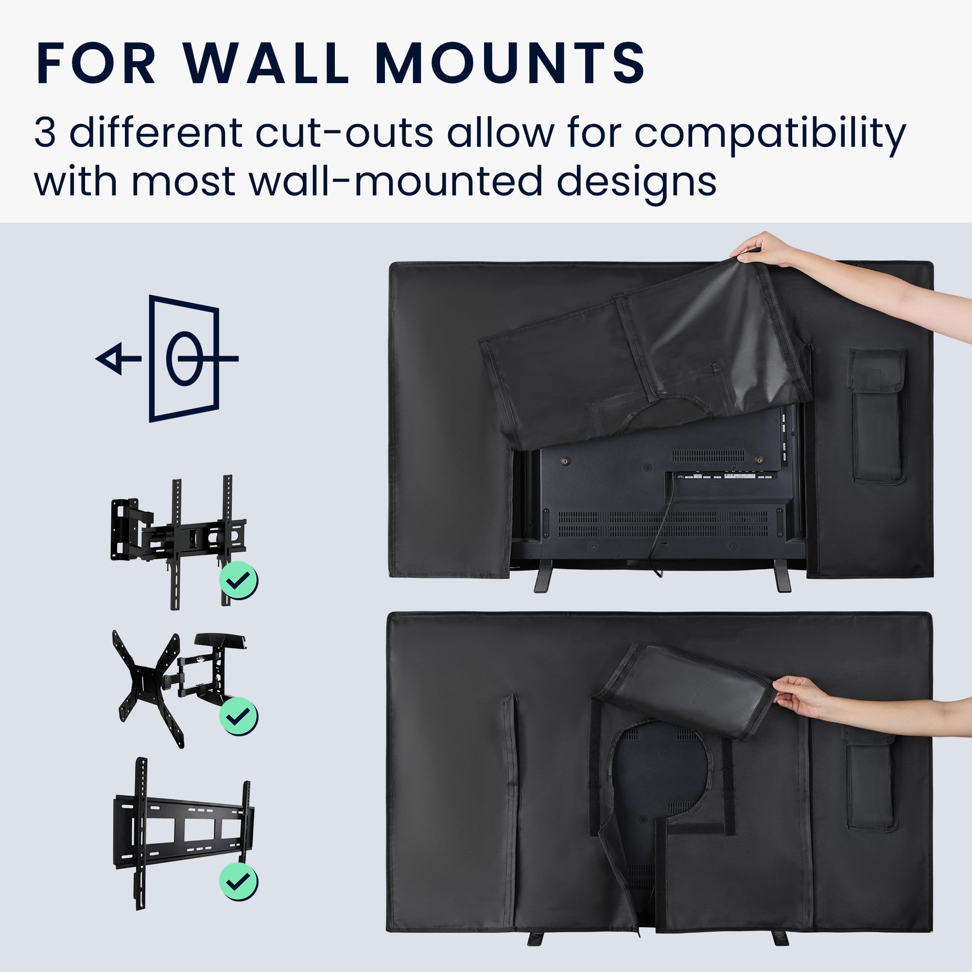 kwmobile Protezione per 49-50" TV Cover Impermeabile Antipolvere Nero