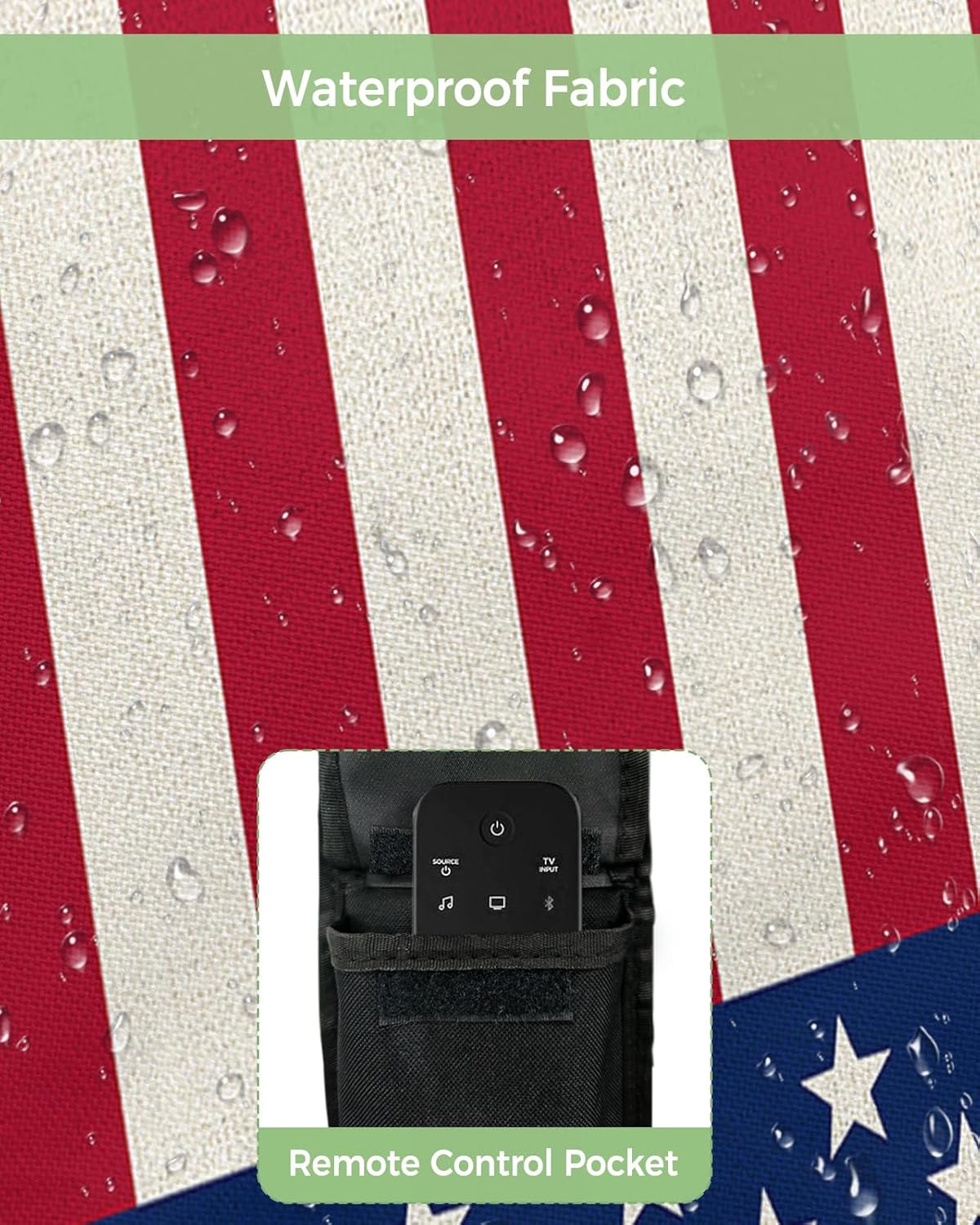 Outdoor TV Cover - 4th of July USA Flag Star Patriot Red Blue Stripes Retro Waterproof and Weatherproof 70"-75" LCD Movable Shield TV Display Screen Protector Outside Television Covers