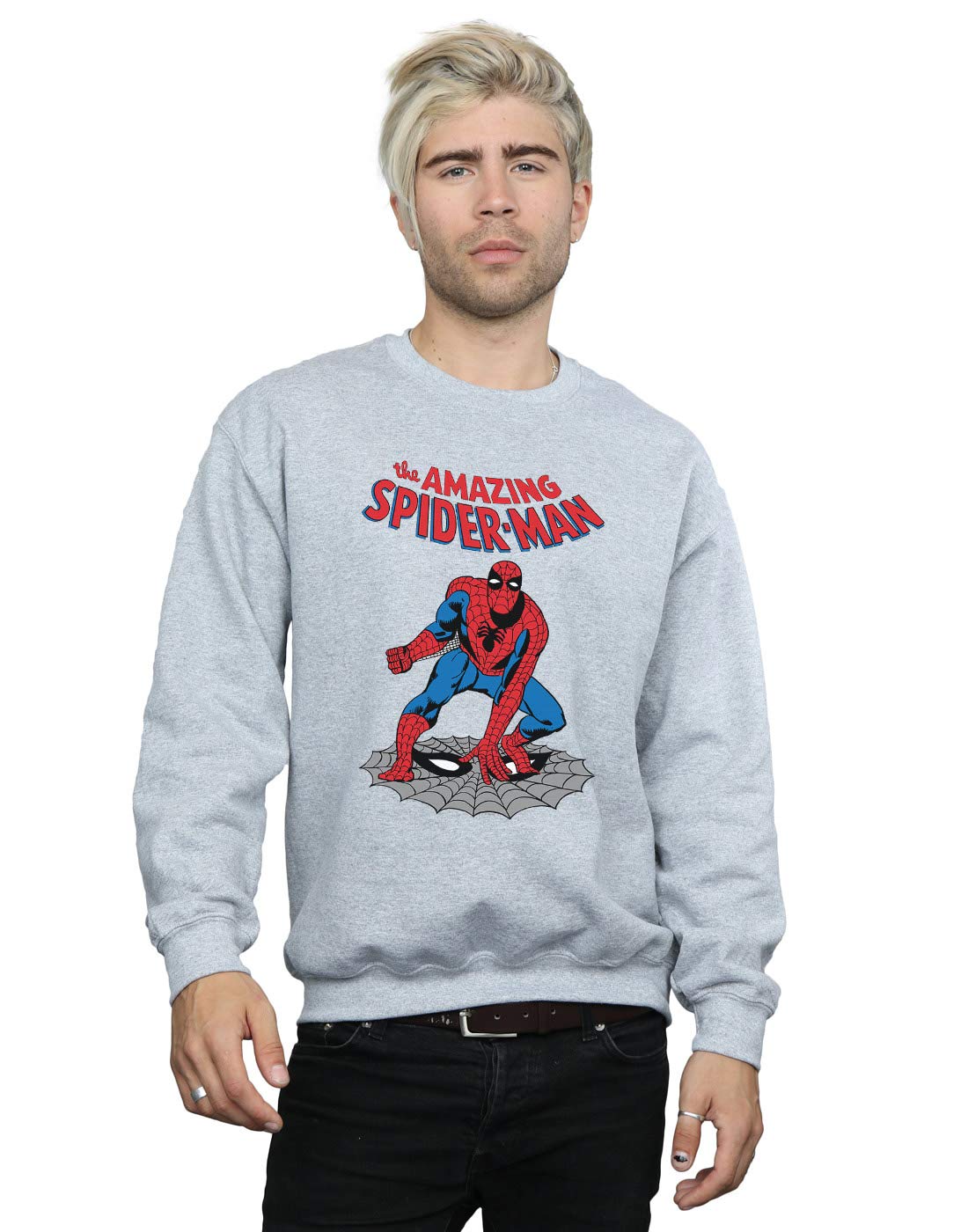 Absolute Cult Men's Sport Grey Marvel The Amazing Spider-Man Sweatshirt XX-Large