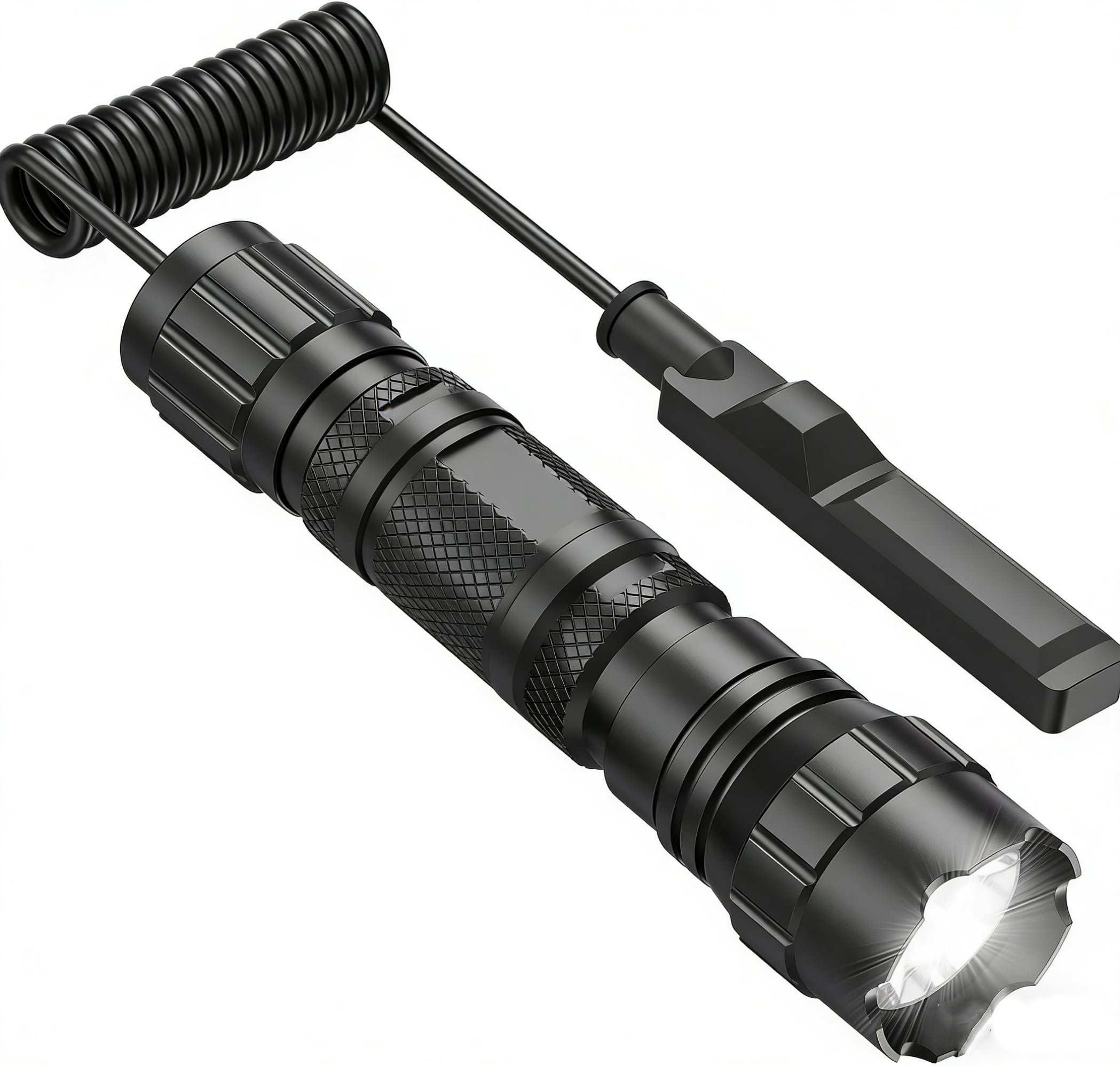 Torcia tattica ricaricabile, torcia LED professionale di qualità militare con alta luminosità, 5000 lumen, modalità zoom variabile, impermeabile e portatile con interruttore a pressione
