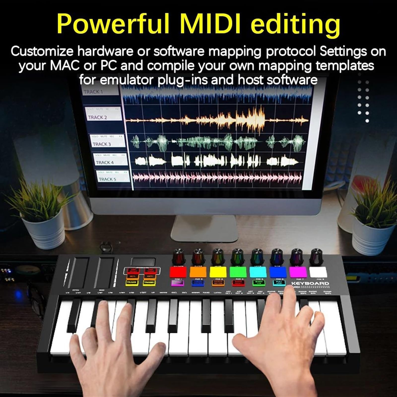 Professionelle Elektronische Tastatur 25-Tasten-MIDI-Keyboard-Controller Elektronisches Audio Tragbares Arrangieren Strike Pad Keyboard Piano MIDI-Controller