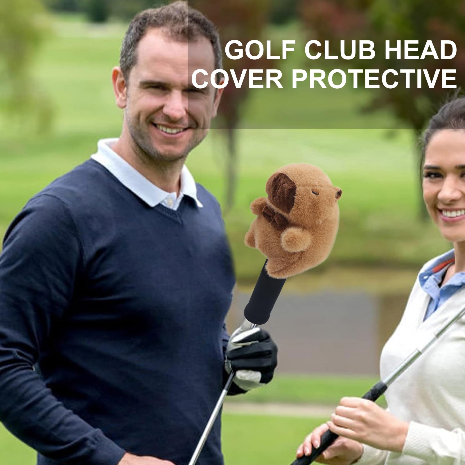 Couverture de Club de Golf Capybara, Couvre-Chefs de Pilote de Dessin animé, Couvre-Chef de Club de Golf en Peluche Capybara Mignon, équipement de Protection en Peluche pour Femmes et Hommes