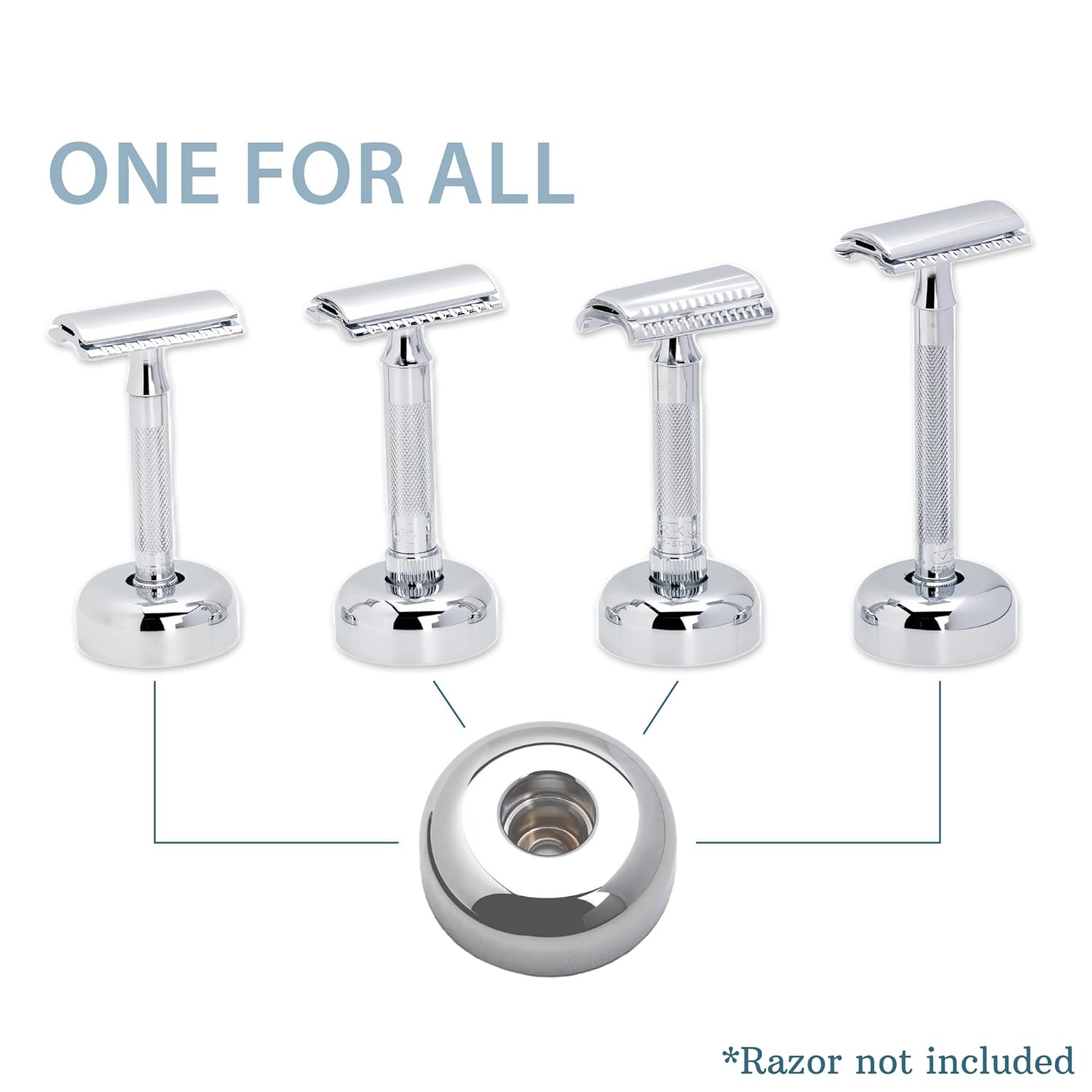 MERKUR Shaving Stand Gloss Chrome 4006 | Non-Slip with Straight Cut | Ideal for Wet Shaving | Brass | Made in Germany