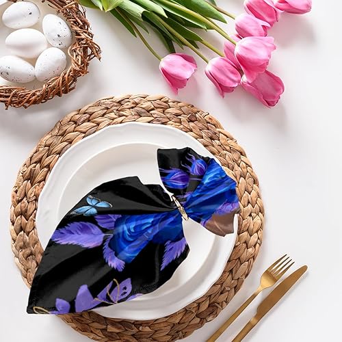 Cloth Napkins Set of 6 Flowers Woman 20x20 Inch Cloth Napkins Rose Butterfly Washable Reusable Kitchen Dinner Napkins Table Decor for Wedding,