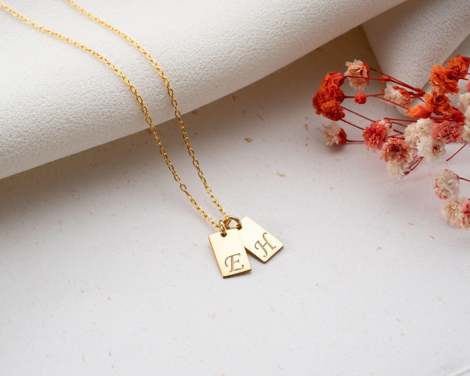 Delicado oro inicial etiqueta collar personalizado letra personalizado barra con inicial para mamá Día de la Madre Navidad aniversario cumpleaños