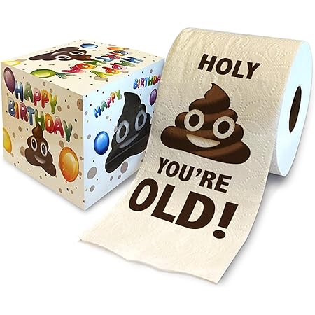 Printed TP Holy Poop You're Old Printed Toilet Paper Gag Gift – Happy Birthday Funny Toilet Paper For Best Prank, Surprise, Bathroom Décor, Novelty Birthday Fun Gift For Men or Women - 500 Sheets