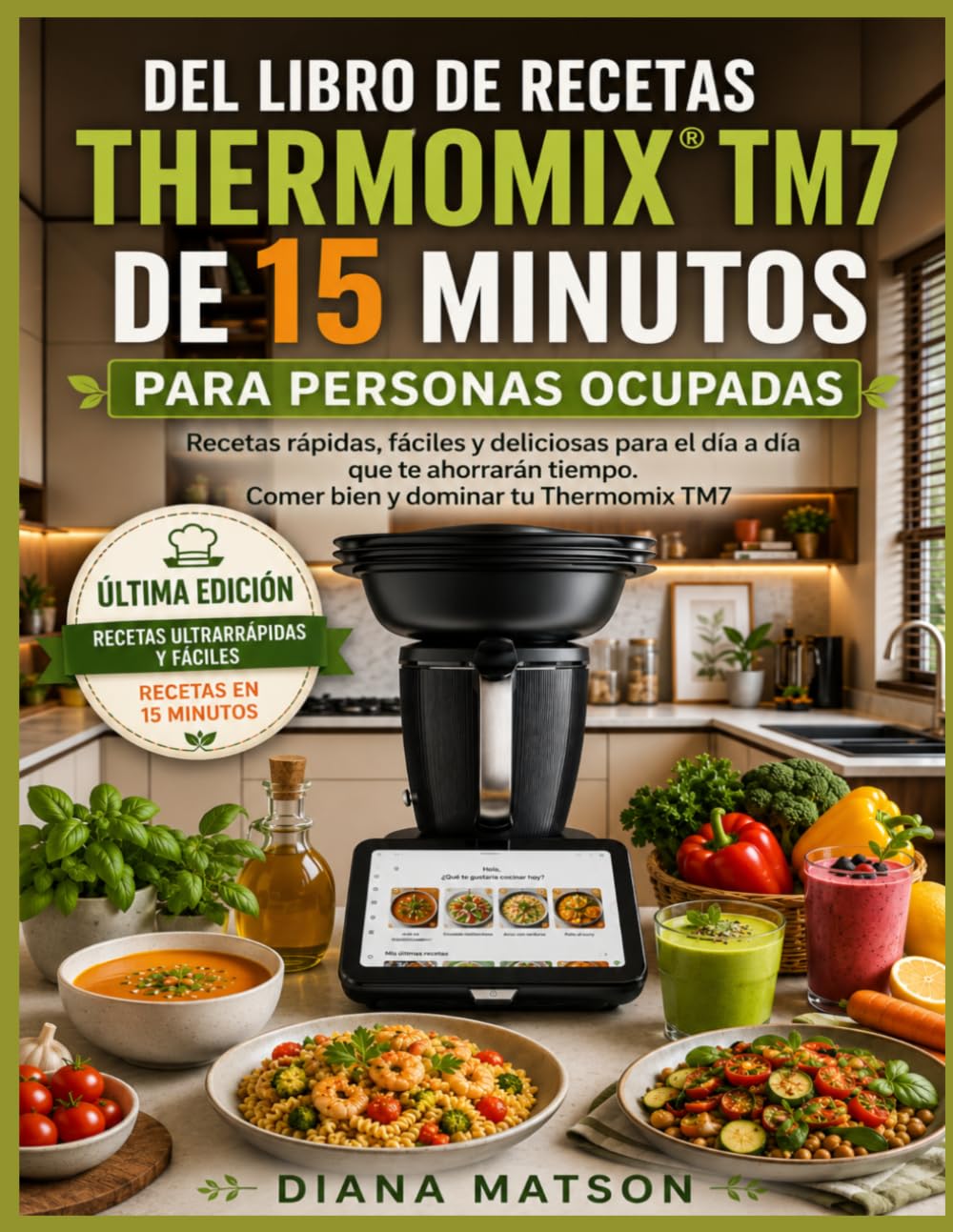 EL LIBRO DE RECETAS THERMOMIX® TM7 DE 15 MINUTOS PARA PERSONAS OCUPADAS: Recetas rápidas, fáciles y deliciosas para el día a día que te ahorrarán tiempo. Comer bien y dominar tu Thermomix TM7