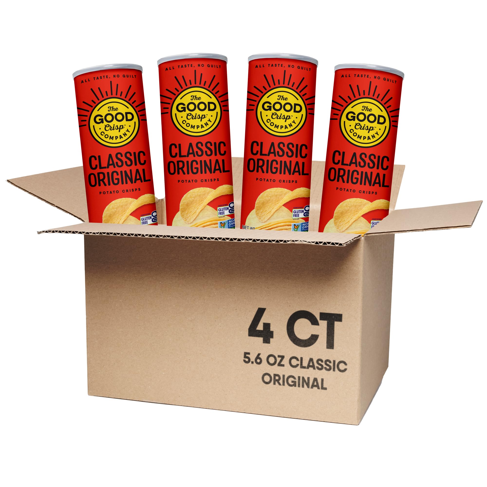 The Good Crisp Company Original Potato Chips, 5.6 oz Cans, Pack of 4 Classic Original 5.6 Ounce...
