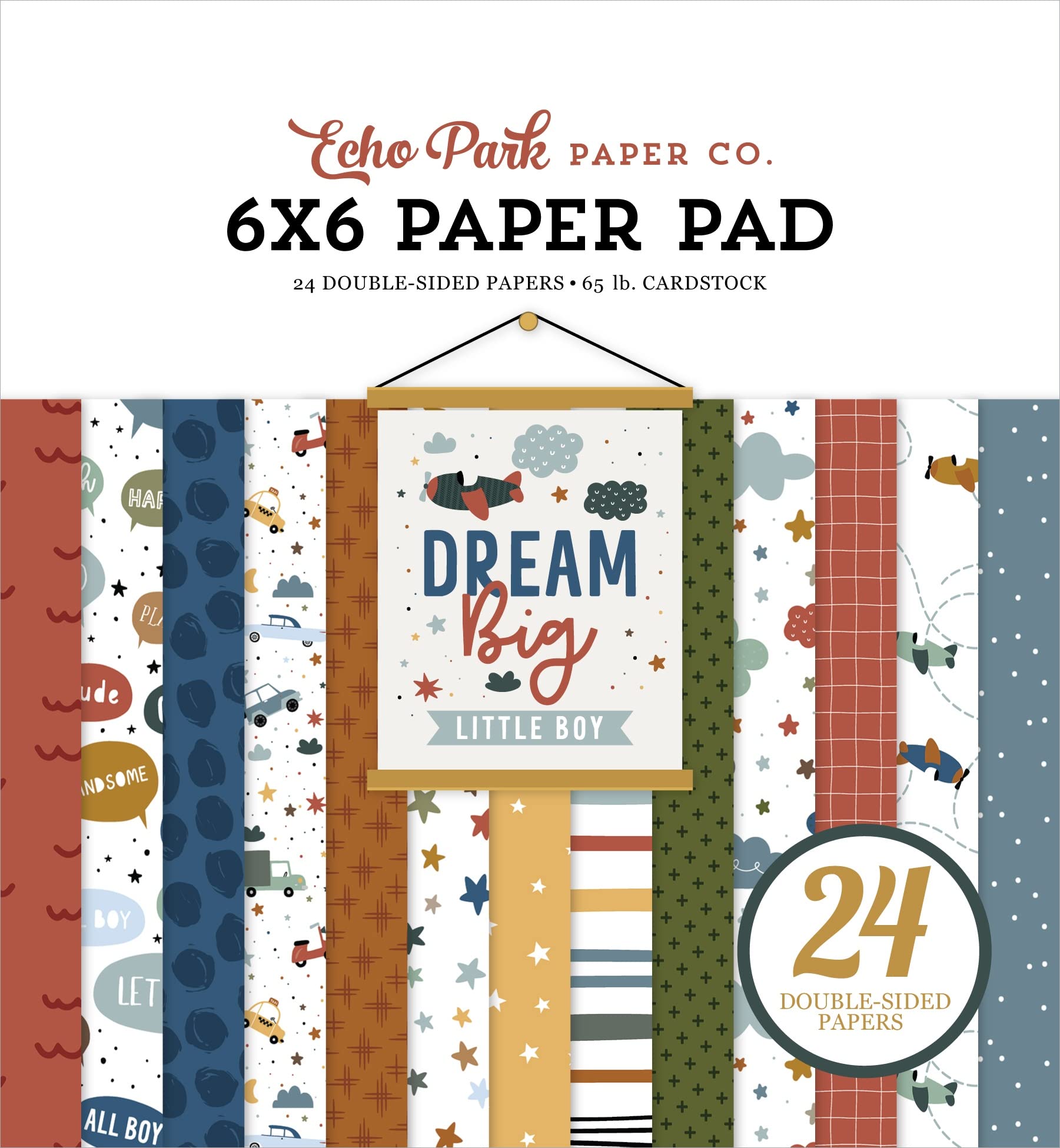 Echo Park Paper Boys Dream Big Little Company Echo Park Double-Sided Paper Pad 6"X6" 24/Pkg