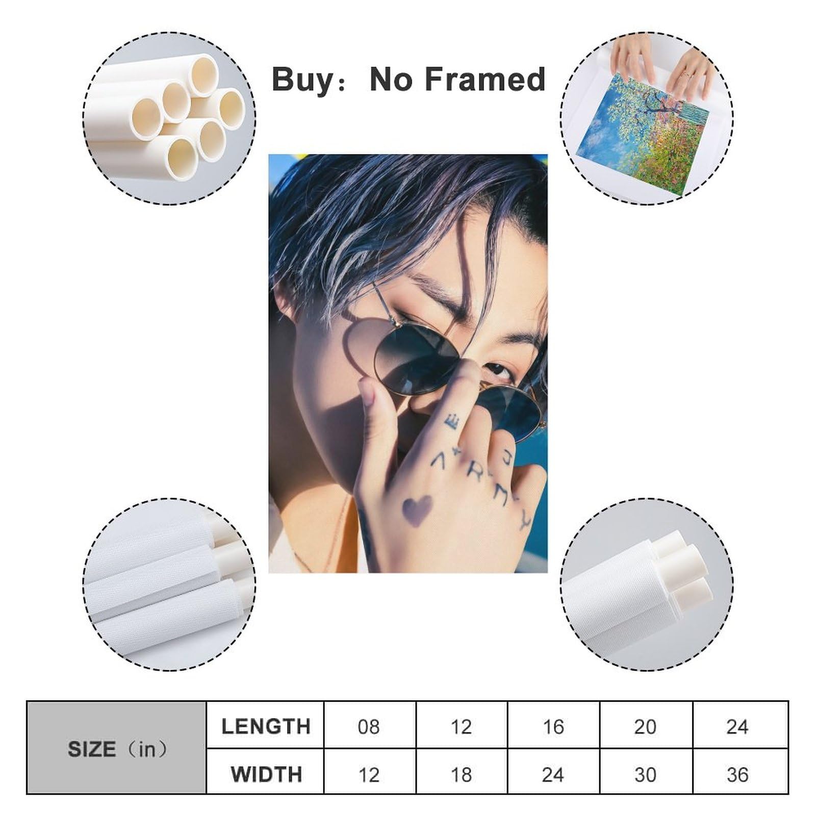 Jungkook - Poster decorativo su tela, per soggiorno, camera da letto, 30 x 45 cm