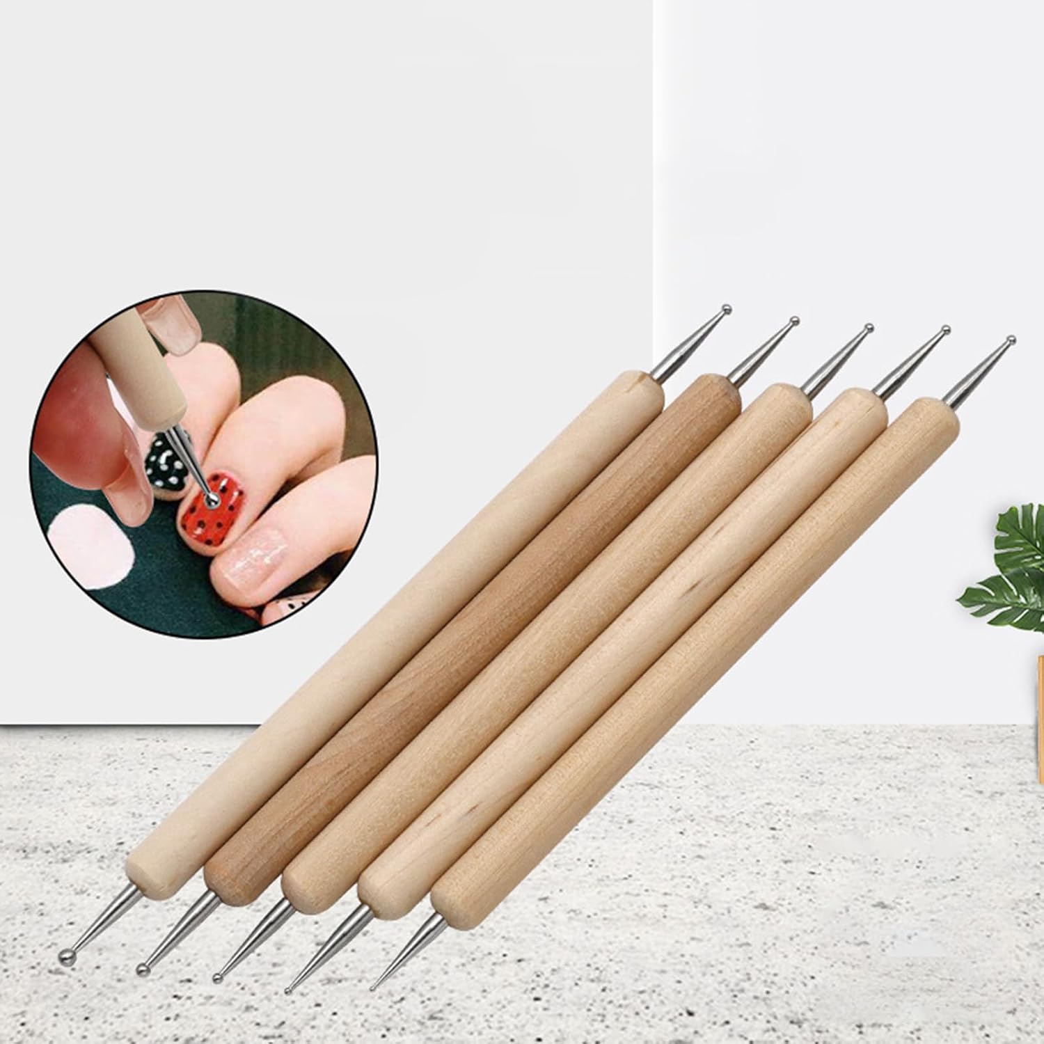 5 Pcs/Set Dotting Pen Nails Art Tool Point Clay Carving Embossing Art