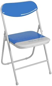 duehome | Pack 4 sillas Plegables Estructura metálica y PVC Brillante 47x46x76 cm de Altura (Azul)
