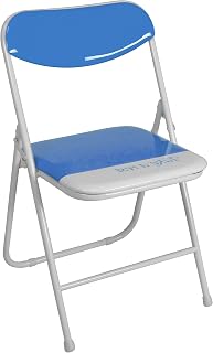 duehome | Pack 4 sillas Plegables Estructura metálica y PVC Brillante 47x46x76 cm de Altura (Azul)